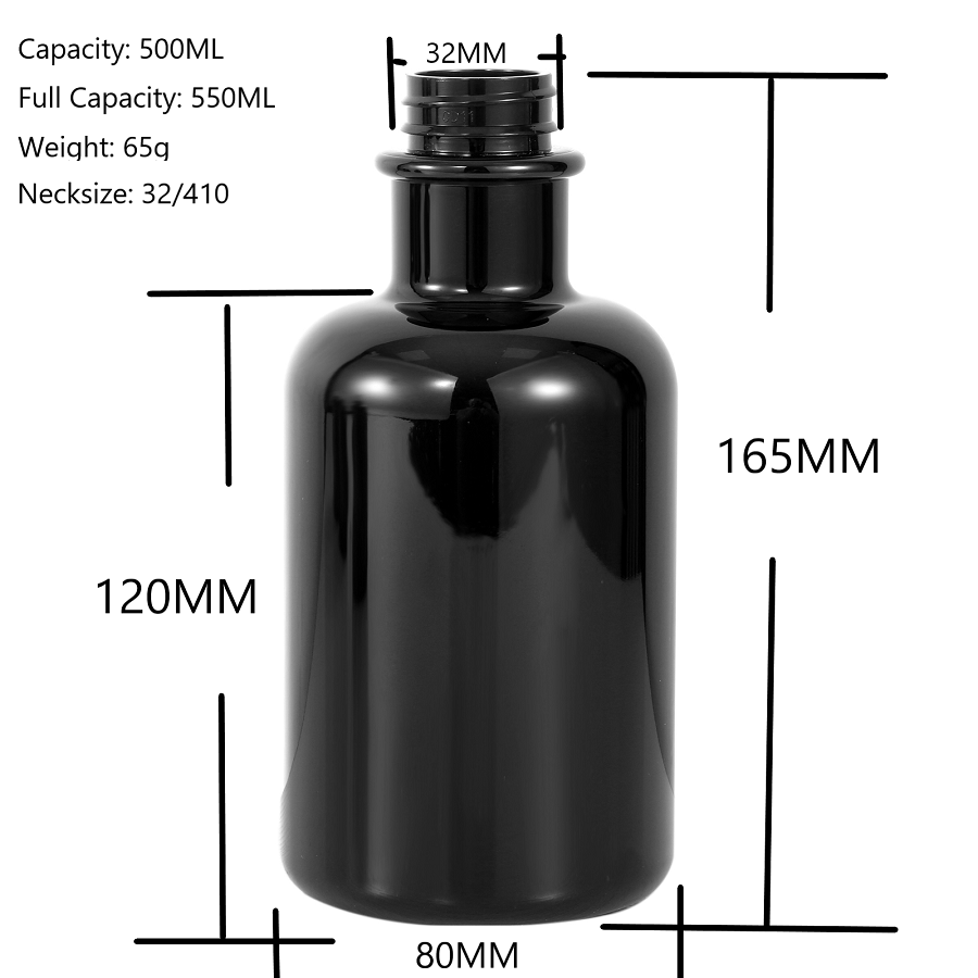 300ml black long neck pet plastic shampoo bottle container