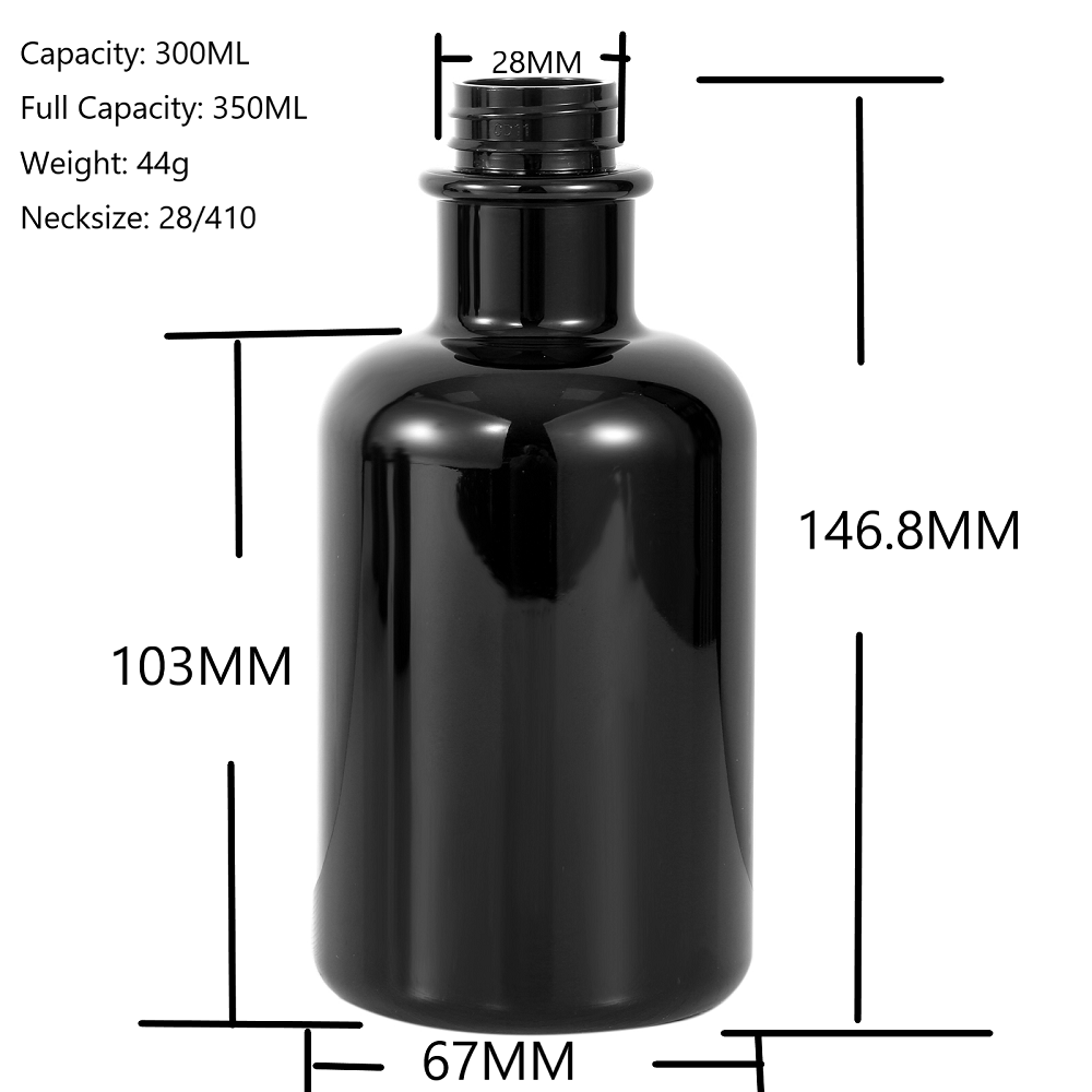 500ml black long neck pet plastic shampoo bottle container