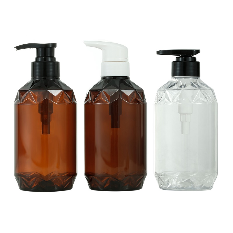 Amber Shampoo Bottle - Refillable Plastic Dispenser (16oz White Label)