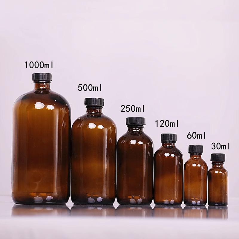 amber color glass bottles