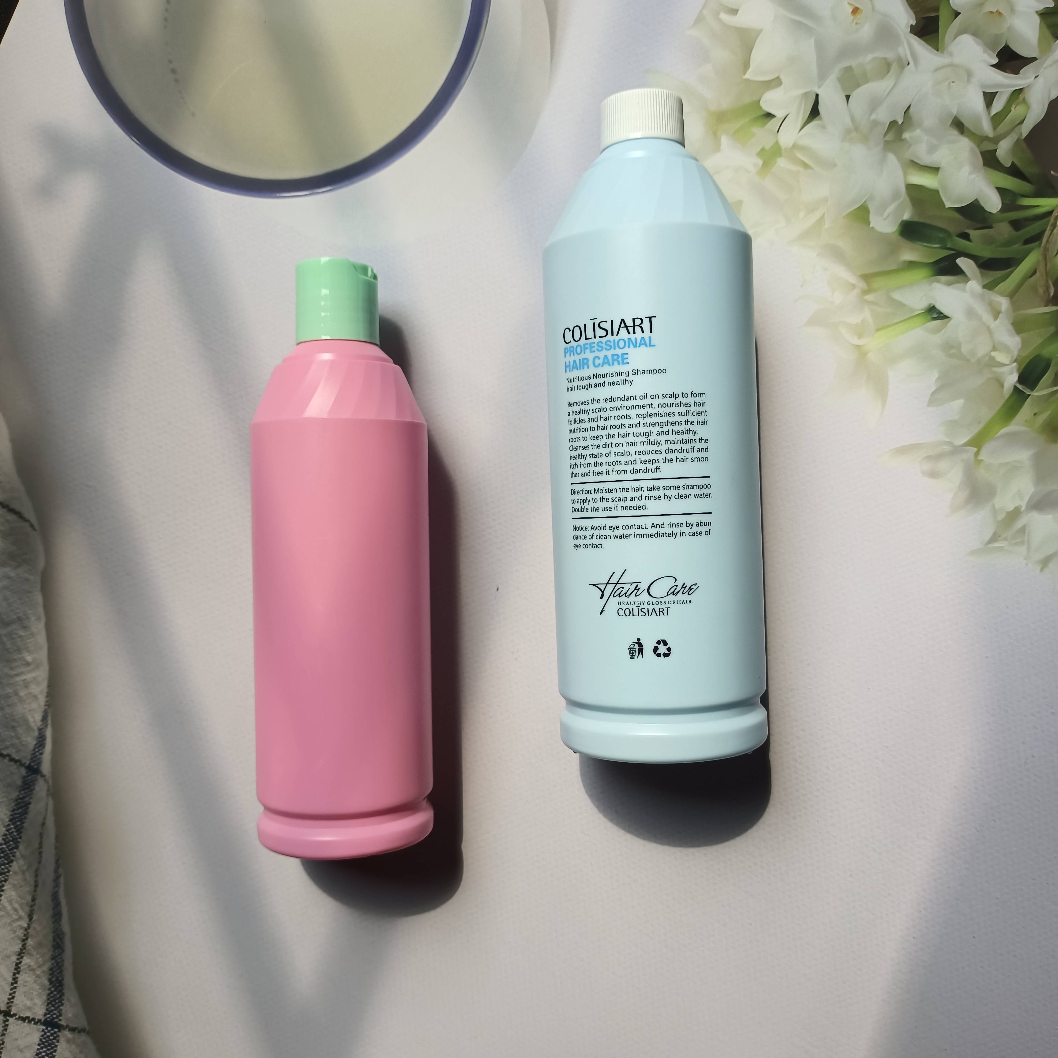 pink shampoo bottles