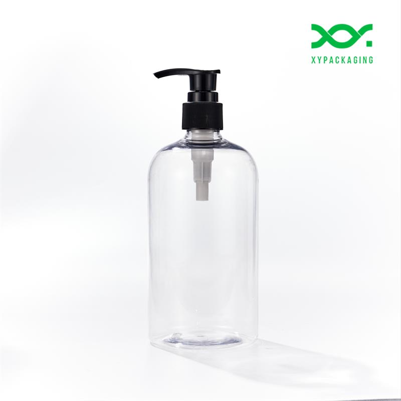 500ml 16oz clear boston round pet lotion pump bottles