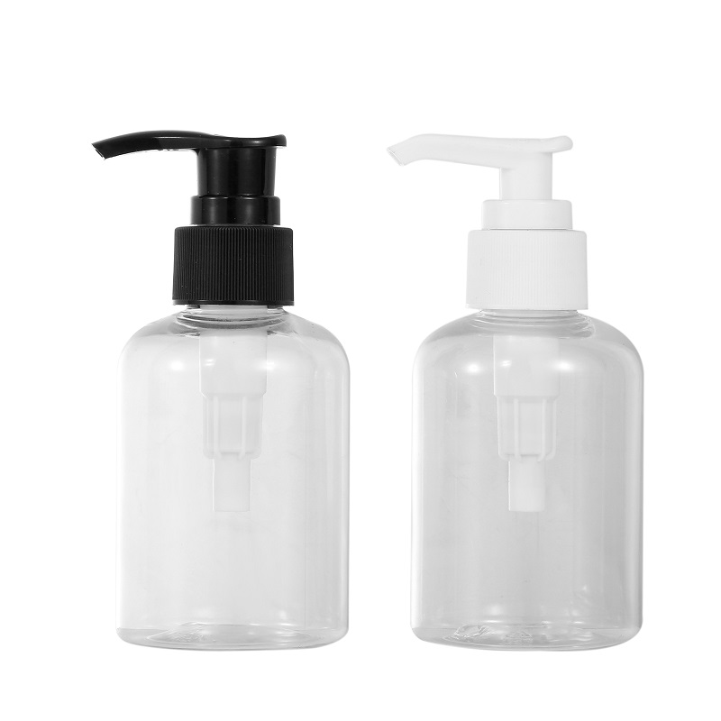 120ml 4oz transparent boston round pet plastic lotion pump bottle
